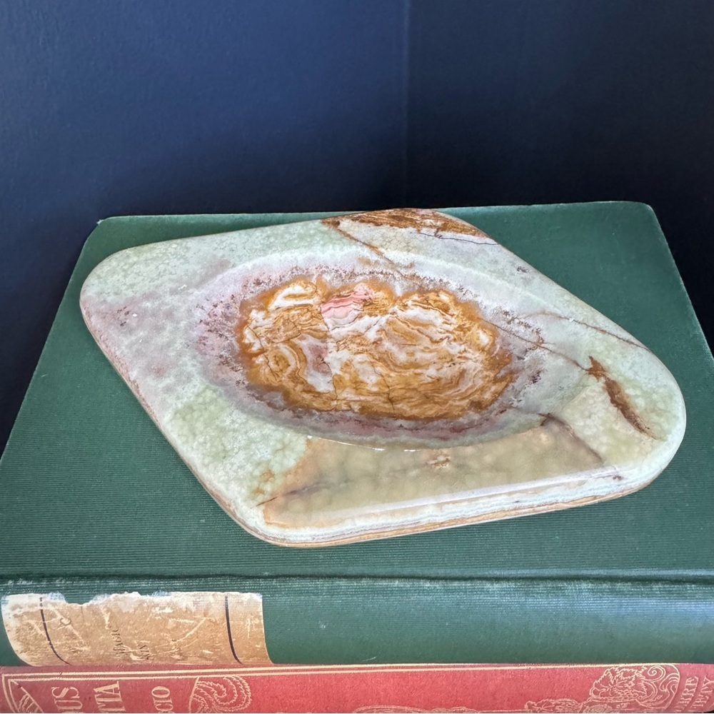 Vintage Alabaster Stone Trinket Tray